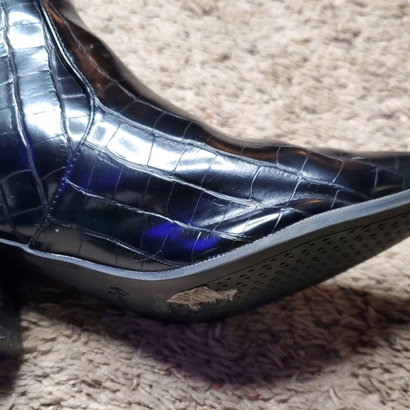 Black Faux Croc Booties - Picture 3 of 6